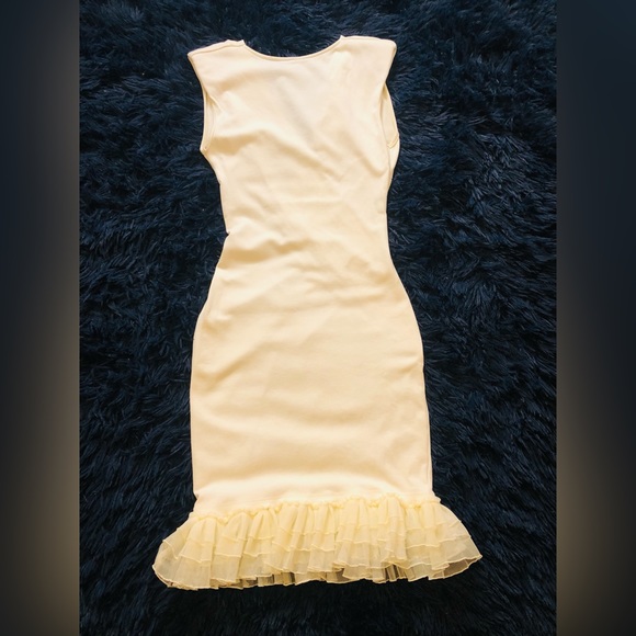 Cefian Front Ruched & Wrap Detail, Ruffle lace Hem Bodycon Dress. Size S - Picture 3 of 8